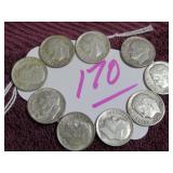 LOT OF 4 1956-P, (3) 1956-D, (1) 1960-D