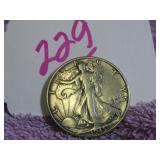 1945 SILVER WALKING LIBERTY HALF DOLLAR, GOOD