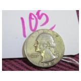 SILVER QUARTER WASHINGTON - 1954-P, CIRCULATED
