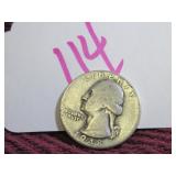 SILVER QUARTER WASHINGTON - 1948-P, CIRCULATED