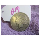 1923-S SILVER PEACE $1 COIN, GOOD/CIRCULATED