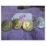 LOT OF 4 1972-D IKE $1 COIN - LIGHTLY