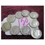 SILVER ROOSEVELT DIME (3) 1952-D, (3) 1953-D