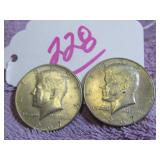 LOT OF 2 1964-P KENNEDY HALF DOLLAR, GOOD