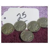 1935, 1936, (3) 1937 BUFFALO NICKEL, GOOD