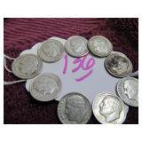 SILVER ROOSEVELT DIME - (5) 1952-P, CIRCULATED