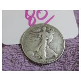 1937 SILVER KENNEDY HALF DOLLAR, VG