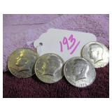 LOT OF 4 KENNEDY 1976 HALF DOLLAR, GOOD