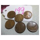 LOT OF 1 1914, (3) 1919, (2) 1917 WHEAT BACK