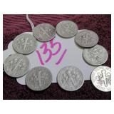 SILVER ROOSEVELT DIME - (6) 1953-D, CIRCULATED