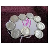 SILVER ROOSEVELT DIME - (9) 1964-D