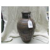 BROWN STONEWARE CERAMIC VASE - 14'H - GC