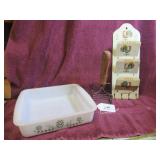BOX LOT: VTG GLASBAKE SQUARE GREEN DAISY DISH -...