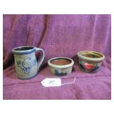 2001 ROWE POTTERY MUG, (2) OTHER ROWE STONEWARE