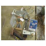 BOX LOT: OZARK 12-IN-1 TOOL, MASTER LOCK, HOOKS