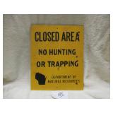 WI DEPT OF NATURAL RESOURCES SIGN - VTG - 9'W X...