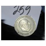 1957 SPANISH 50 PESATA COINS W/ FRANCO - GC