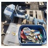 Evinrude 6HP Boat Motor & Tub of Games
