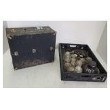 Glass Insulators & Vintage Toolbox w/Bulbs