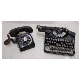 Underwood Portable Typewriter & Telephone