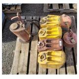(4) Jeep Cans, (2) Metal Gas Cans, Oil Dispenser