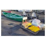 17' Canoe w/Oars, Seats, Life Vests