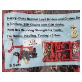 (5) Heavy Duty Ratchet Binders & (5) 20' Chain