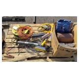 Pallet of Extension Cords, Tarps, Jack, Misc