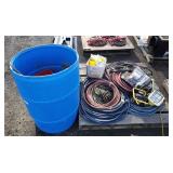 Assorted Air Hoses, Toolbox, Barrel, Light