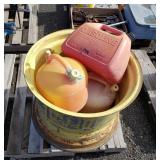 (3) Gas Cans & 28'x21' Tractor Rim