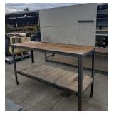 Metal Shop Table w/Metal Back Wall