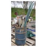 Barrel of Miscellaneous Garden Tools