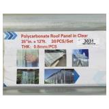 (30) Clear Polycarbonate Roof Panels