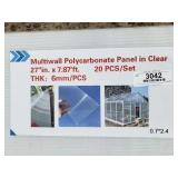 (20) Clear Polycarbonate Multi-Wall Panels