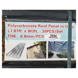 (30) Grey Polycarbonate Roof Panels