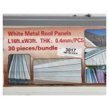 (30) White Metal Roof Panels