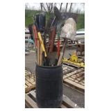 Bin of Assorted Garden Tools