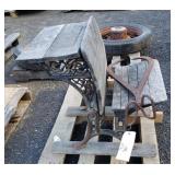 Vintage School Desk & Log Tongs