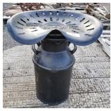 Milk Can Tractor Seat Stool