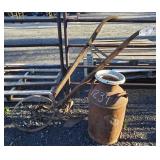 Vintage Cultivator & Milk Can