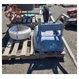 Wheelbarrow, Roll of 3/4' Pex, Garden Decor