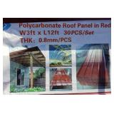(30) Red Polycarbonate Roof Panels