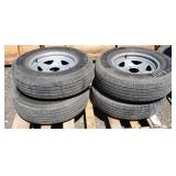 (4) 205/75R14 Trailer Tires w/5-Lug Rims