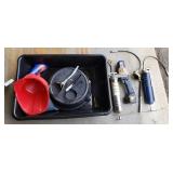 Oil Pans, Funels, Grease Guns & Misc