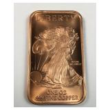 1 oz .999 copper walking liberty design