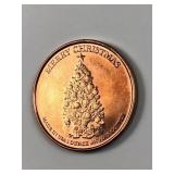 1 oz .999 copper Frosty Christmas tree design