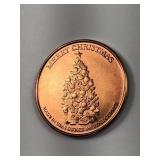 1 oz .999 copper Frosty Christmas tree design