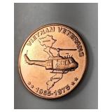 1 oz .999 copper Vietnam veterans design