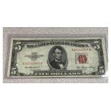 1953 $5 red seal US note