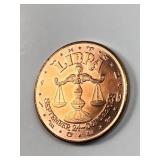 1 oz .999 copper Libra design